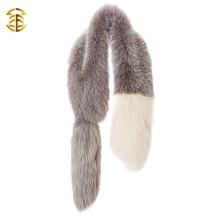 Super Quality Real Natural Color Bicolor Deyed Fox Fur Muffler For Ladies